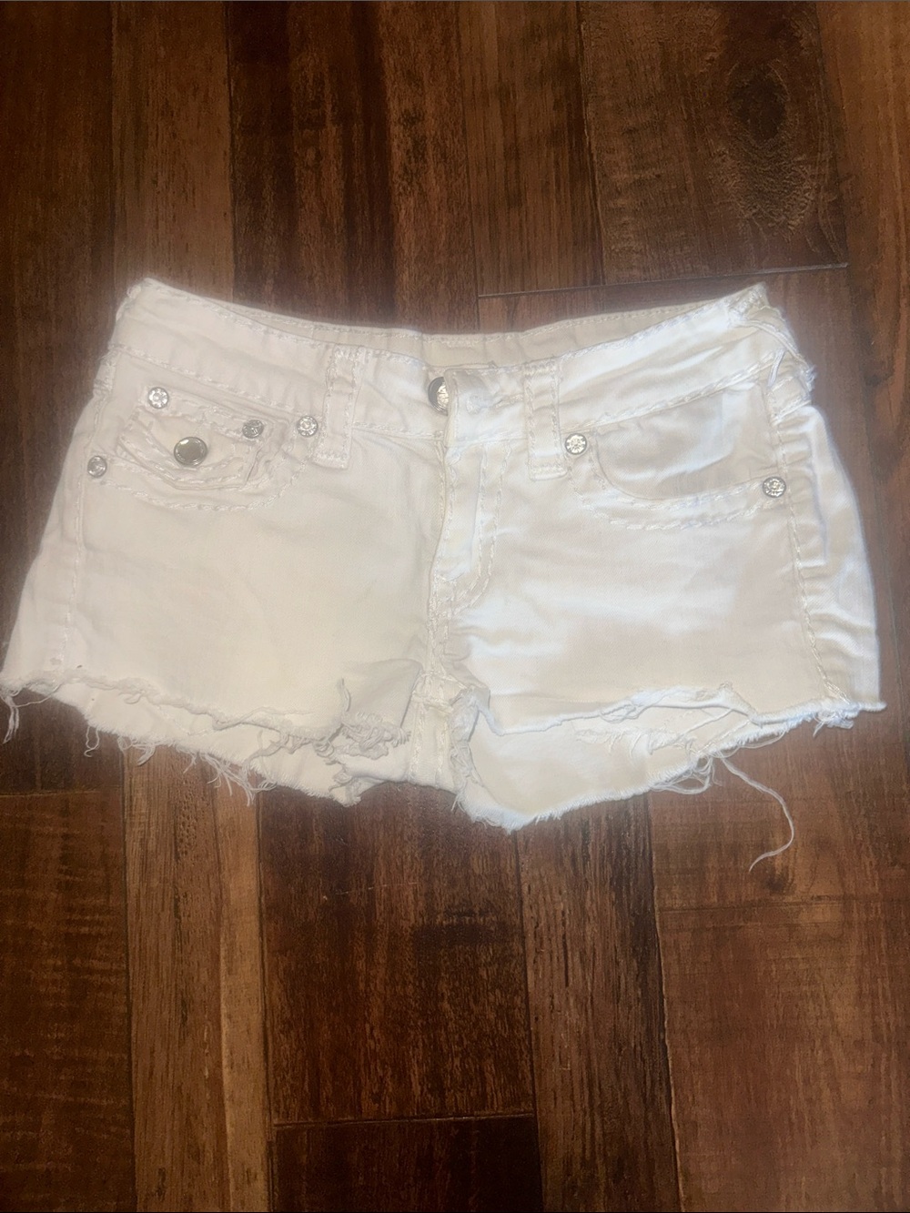 White Women's Frayed Denim Shorts
